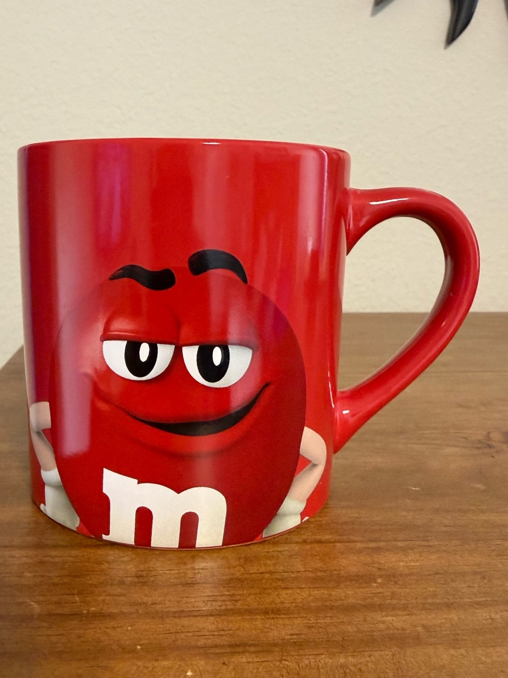 Red M&M Character Coffee Mug Cup “Red looks good on me “ on back